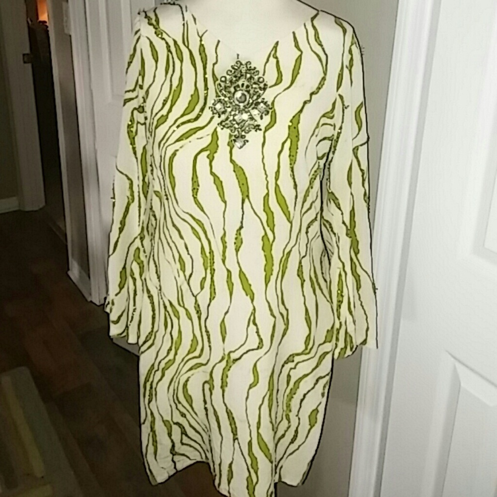 Custom tailored  silk & sequin long top or mini